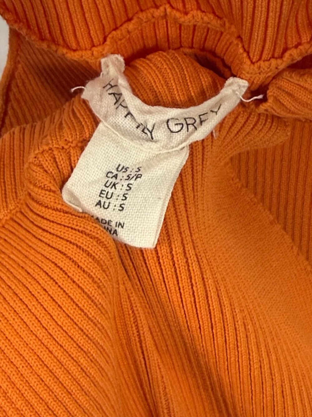 Happily Grey Burnt Orange Ribbed Halter Mock Neck Bodysuit Size S Small - Picture 8 of 9